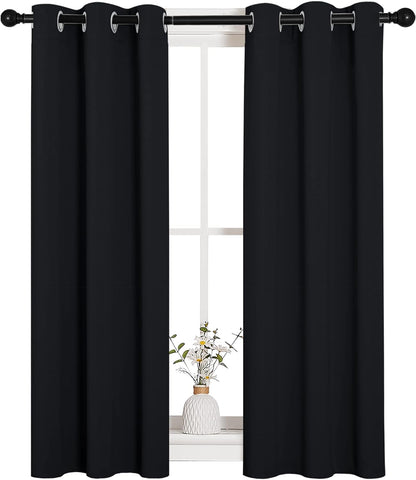 NICETOWN Blackout Curtains - Thermal Insulated Drapery Panels for Living Room | 2 Panels, 29" x 45", Black