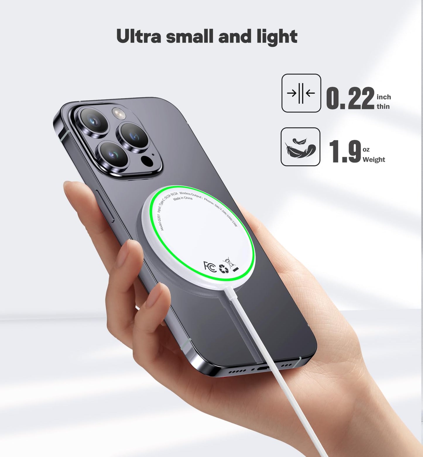 Magnetic Wireless Charger 2 Pack, 15W Fast Magnetic Charging Compatible Pad for iPhone 17/16/15/14/13/12 Series & AirPods 3/2/Pro, Dual-Port Wireless Charging Station with Sleep-Friendly Light