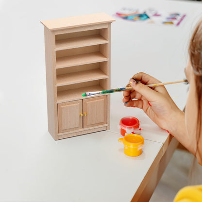 Toyvian Mini Wooden Drawer Cabinet, 1: 12 Dollhouse Decoration Bookshelf with Wood Drawer Tiny Bookcase TV Cabinet Model Storage Shelves Dollhouse Furniture Accessories
