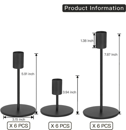 Black Candlestick Holders Bulk for Taper Candles Decorative Metal Candelabra Candle Holders Fit 0.8 Inch Diameter Candles Gold Taper Candle Stands for Wedding Home Party Table Decor (Set of 27)