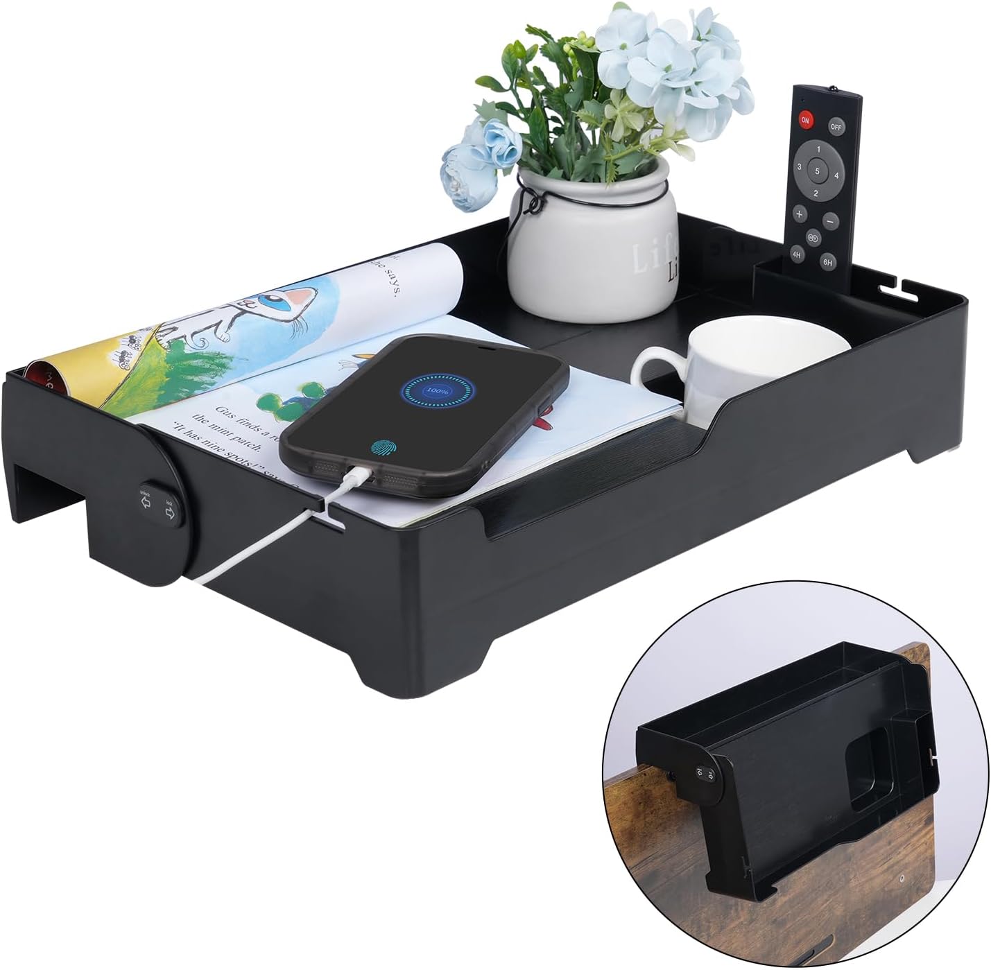 YONGAIJIA YONGJIA Foldable Bedside Shelf, bunk Bed Tray for top bunk, College, Dorm, Bedroom, Kids bunk Bed, Foldable