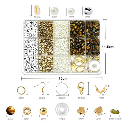 Basigeese Jewelry Making Supplies Kit Natural Stone Beads for Irregular Gemstone Beading with for DIY Craft Bracelet Necklace Earrings for Adults (Yellow Tiger Eye)
