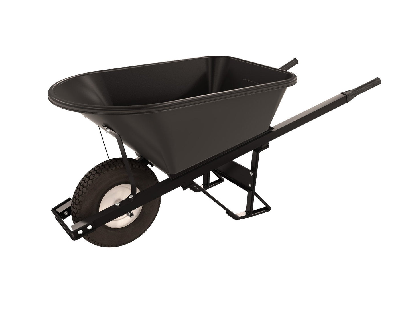 Bon Tool 28 906 Premium Contractor Grade Poly-Tray Single Wheel Wheelbarrow with Steel Hande and Knobby Tire, 5-3/4 Cubic Feet