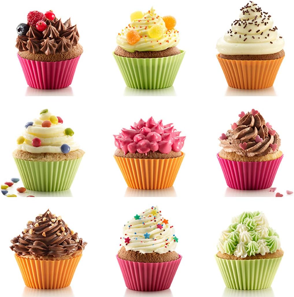 Reusable Silicone Cake Mold 24PCS, Small Baking Cup Truffle Cake Pan Set, 8 Colors Non-Stick