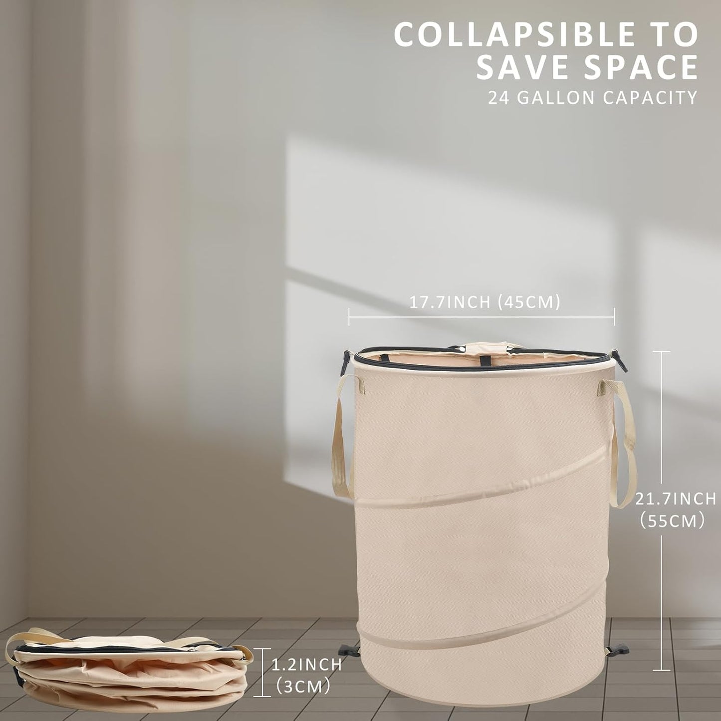 24 Gallons Collapsible Reusable Bags with Gloves, Camping Trash Can with Lid, Pop Up Garbage Can for Outdoor, Large