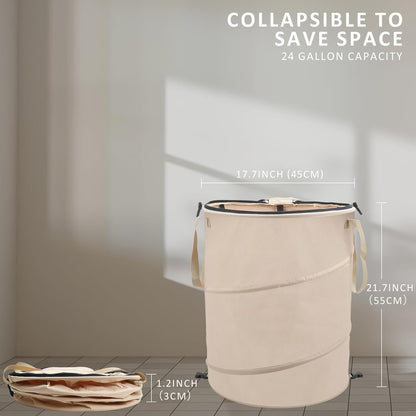 24 Gallons Collapsible Reusable Bags with Gloves, Camping Trash Can with Lid, Pop Up Garbage Can for Outdoor, Large