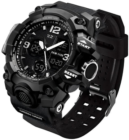LYMFHCH Men's Analog Sports Watch, LED Military Digital Watch Electronic Stopwatch Large Dual Dial Time Outdoor Army Wrist Watch Tactical