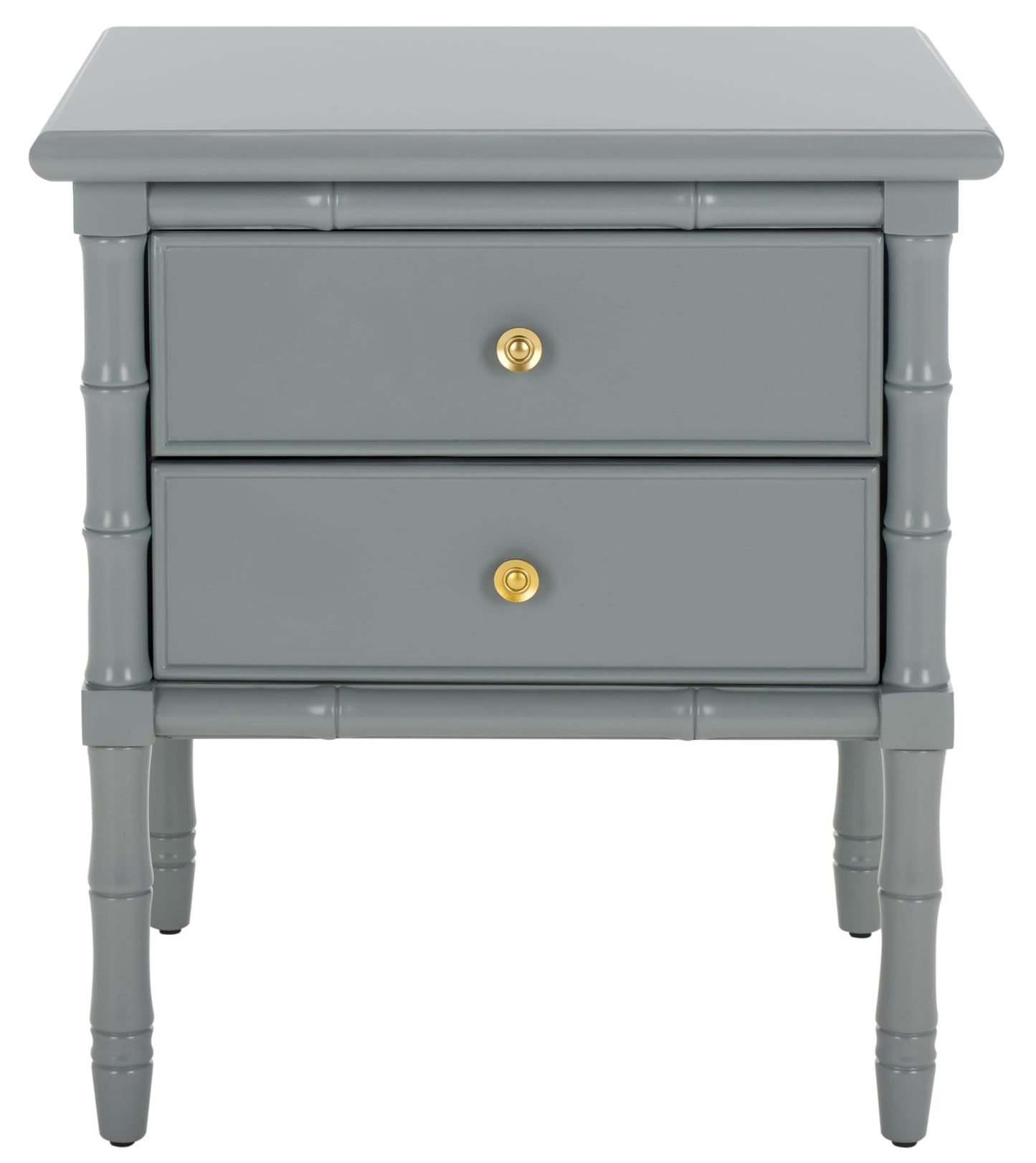 SAFAVIEH Furniture - Niah 2-Drawer Nightstand - Grey & Gold - Wood - Glam Hardware Design - Ideal for Bedroom, 23"W x 20"D x 25.25"H (NST3501C)