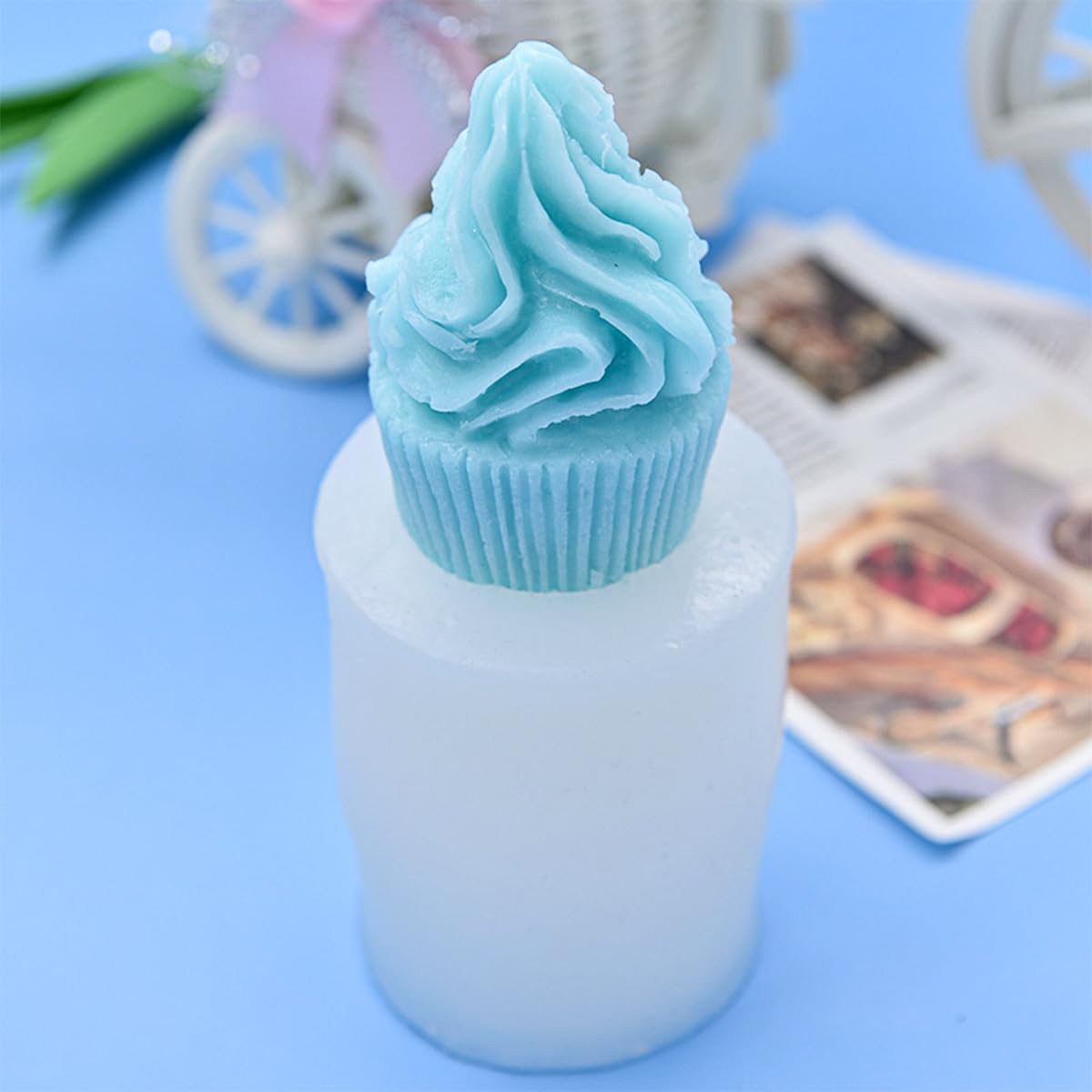 2 PCS Cupcake Shape Soap Molds Ice Cream Shape Silicone Mold Swirl 3D Silicone Candle Mold Cupcake Cookie Pastry Mould Handmade Aromatherapy Moulds for DIY Dessert Candle Soap Wax Resin Clay Craft