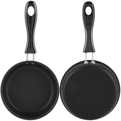 12cm Mini Round Frying Pan for Frying Eggs, Iron Coating Kitchen Cookware, Household Small Kitchen Cooker, Black
