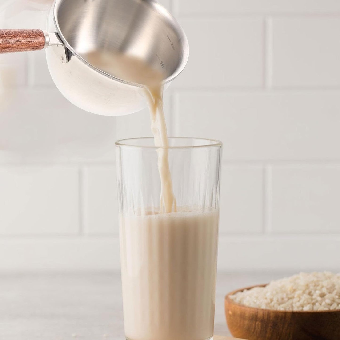 Mini Milk Warmer Pot, Small Sauce Pan, Stainless Steel Pot for Cheese Melt, Butter with Wood Handle