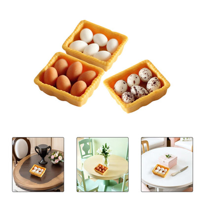 Zerodeko Miniature Dollhouse Eggs Set with Tray 1 12 Scale Small Kitchen Ornaments for Kids Play and Home Decorative Mini Food Models