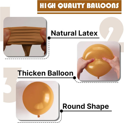 PartyWoo 12-Inch Tan Balloons - 100 Pcs Boho Neutral Light Brown Latex for Graduation & Baby Showers