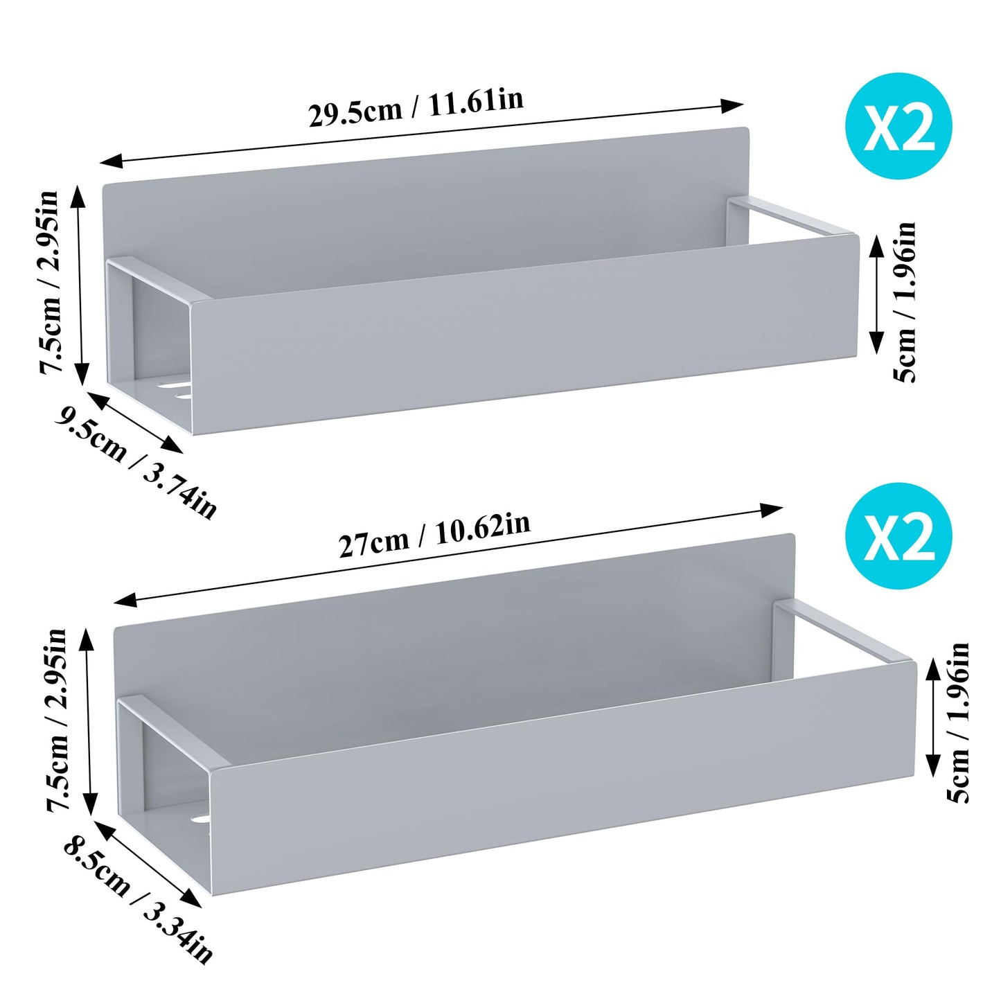 Metal 4 Pack Magnetic Spice Storage Rack Organizer for Refrigerator and Oven, Black Fridge Organizers and Storage