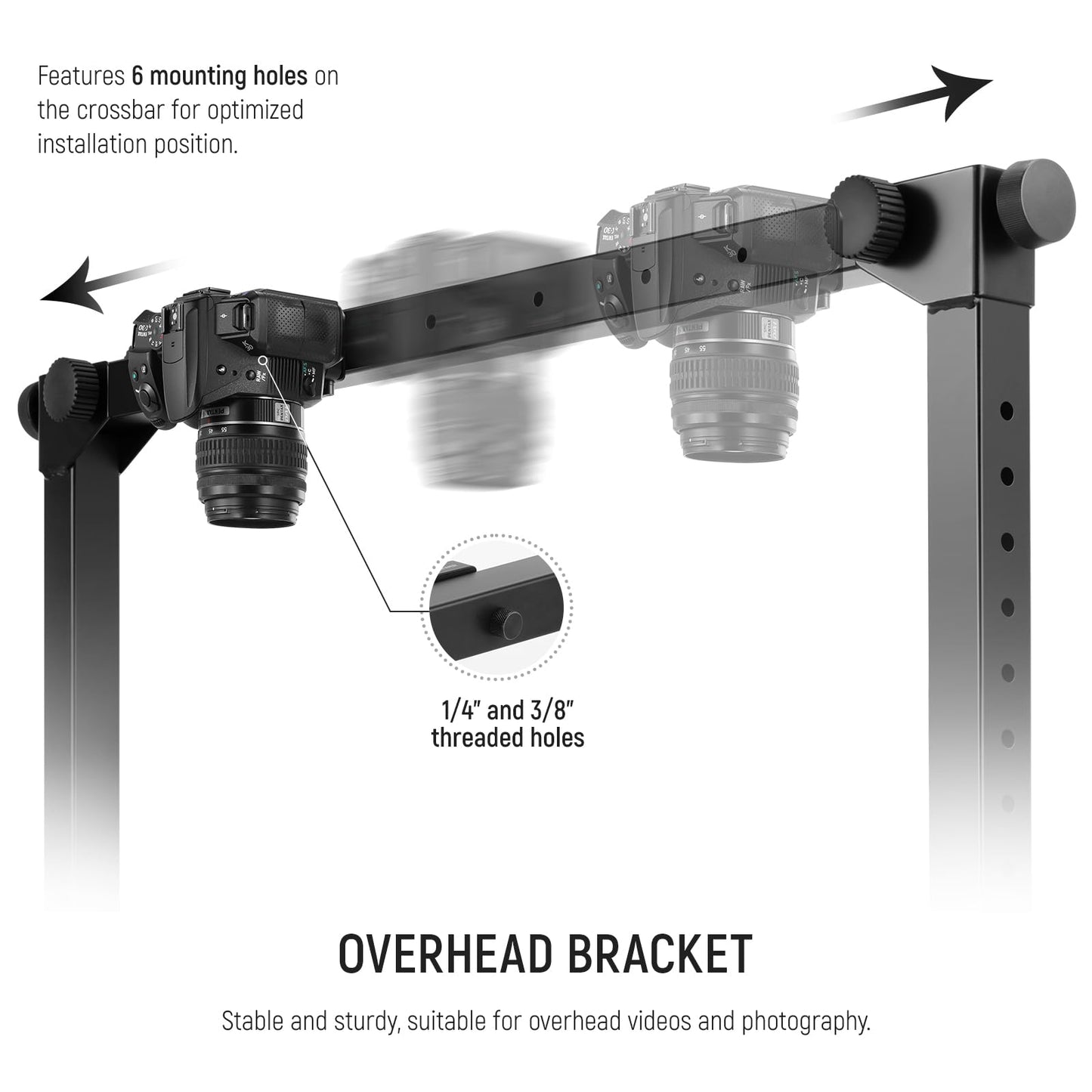 NEEWER Overhead Camera Mount Rig for Top Down Shot with 1s Quick Switch Lock Arca Type QR Plate, Heavy Duty Tabletop Multi Device Stand for Cooking Drawing Crafts Stream, Desk Width≥32"/80cm, ST200