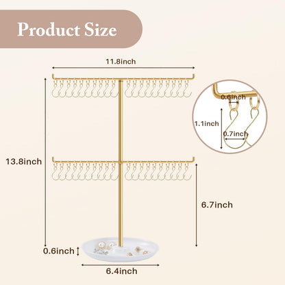 OAOLEER Bracelet Holder Display, Gold Jewelry Holder with 40 Movable Hooks Bracelet Stand Organizer, Jewelry Display Stand for Necklaces Bangles (2 Tier)