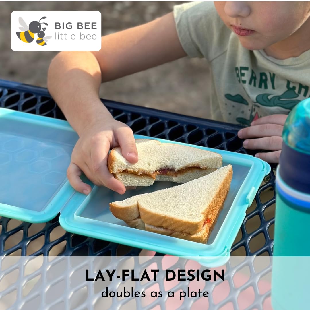 Big Bee, Little Bee - SoftShell Reusable Silicone Food Storage Container with Connected Clamshell Lid, Easy to Clean, Snaps Closed, Microwave, Freezer & Dishwasher Safe (Grape)