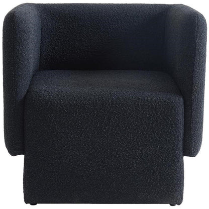 Meridian Furniture 575Black Vera Collection Modern | Contemporary Boucle Fabric Upholstered Accent Chair, Black, 31" W x 27" D x 29" H