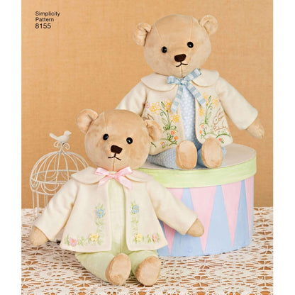 Simplicity 8155 Make Your Own Teddy Bear with Accessories and Clothes Sewing Pattern, 6 Pieces