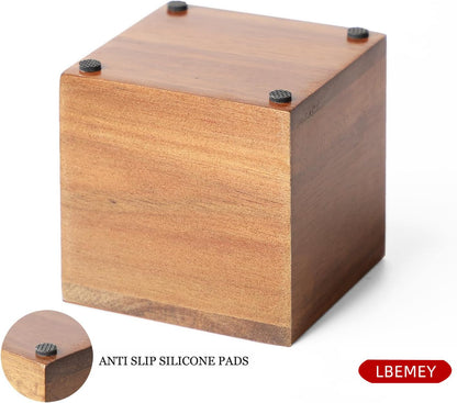 LBEMEY Acacia Wood Makeup Brush Holder Organizer for Vanity,Pen and Pencil Holder for Desk,Desktop Organizer for Store Marker, Makeup Brush, TV Remotes