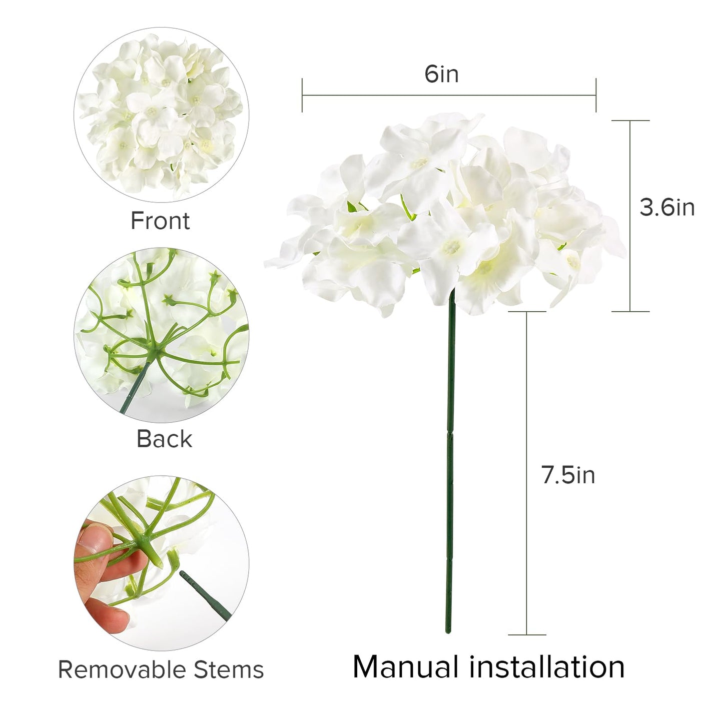 Auihiay 26 Pieces Hydrangea Artificial Flowers Silk Hydrangea Flowers Artificial Flowers Heads with Stems for Home Wedding Party Decorations (Ivory)
