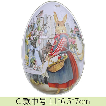 LASIYUAN 4pcs Pieces Painted Eggshell Style tin Box for Easter，Reusable Metal Egg Tins by ，for Easter Parties Decorations Storage Style (4 big)