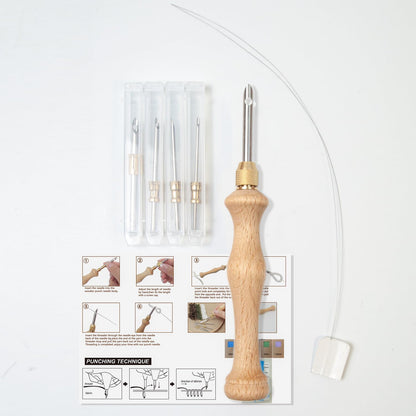 Lampstop Punch Needle Kit 1.6mm-2mm-2.5mm-3.5mm-5mm Metal Tubes Wooden Punch Needle Tool for Beginner Embroidery Floss Cross Stitching