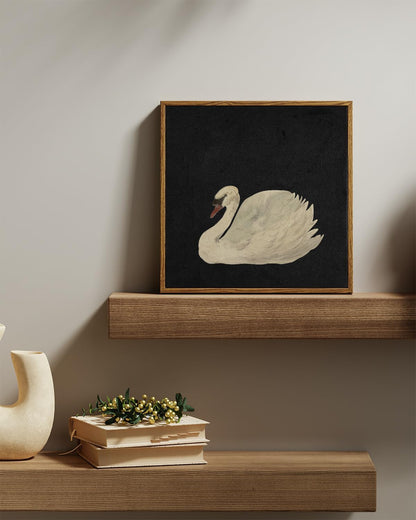 InSimSea Framed Canvas Wall Art, Swan Painting Pictures for Rustic Bathroom, Farmhouse Living Room Decor