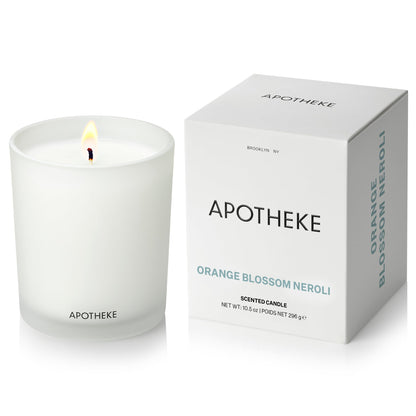 Apotheke Signature Scented Candles for Home, Orange Blossom Neroli - 10.5 oz - Soy Wax, Non Toxic, Large Jar White - Luxury Candle Gifts for Women & Men - Sandalwood, Musk, Neroli, and Orange