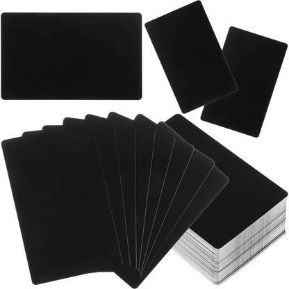 PercyEffie 100PCS 0.42mm Metal Business Cards Blank Thicken Aluminum Name Laser Engraving Cards Blanks Sublimation for House Office Customer DIY Gift Plate Invitations 3.4 x 2.1 Inch Black