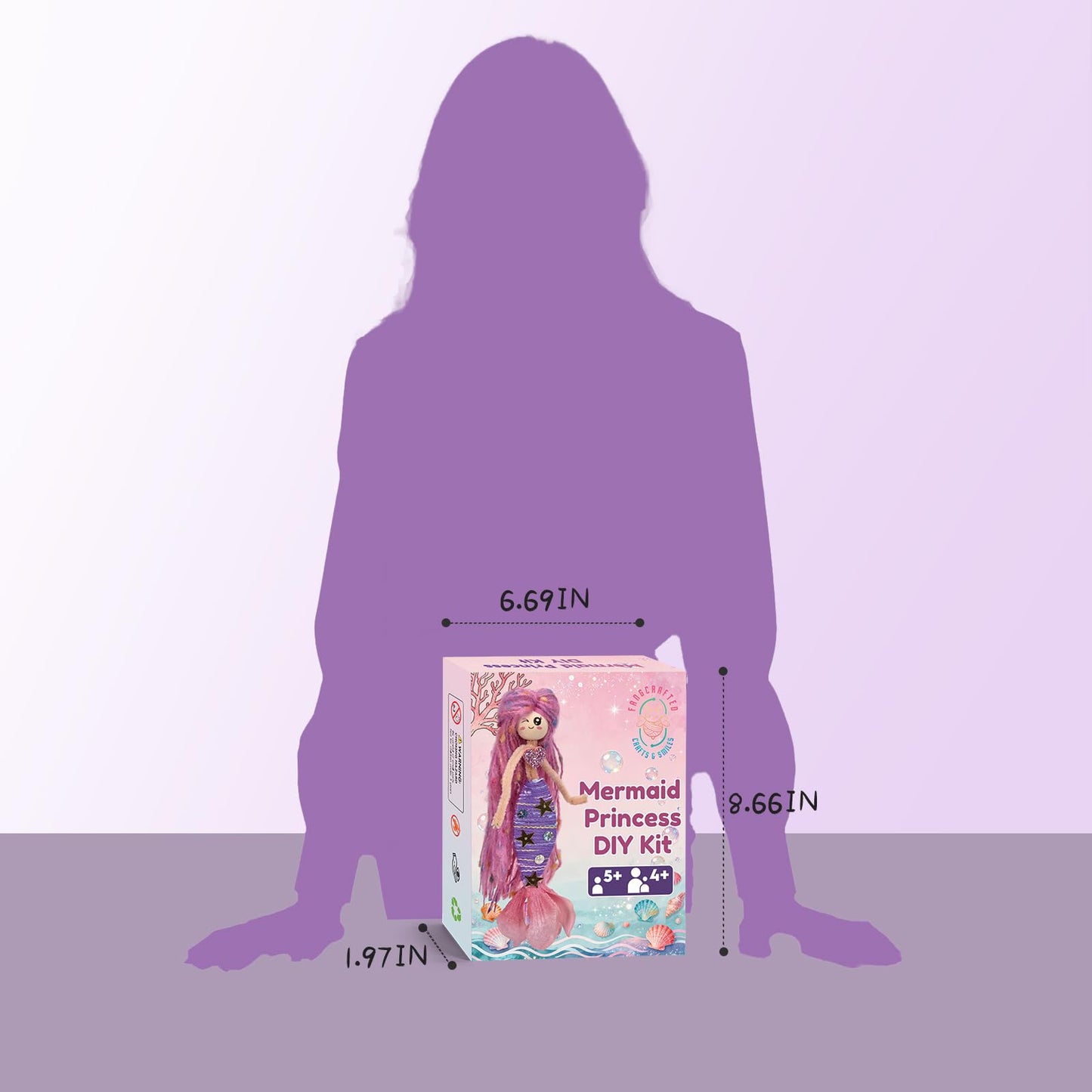 FANGCRAFTED Mermaid Princess Dolls Making Mess Free Yarn Wrapping Craft Kits, 6 Individually Packed Craft Kits for Boys Girls Age 4 5 6 7 8 9 10 11 12, Mermaid Birthday Party, Craft Supplies