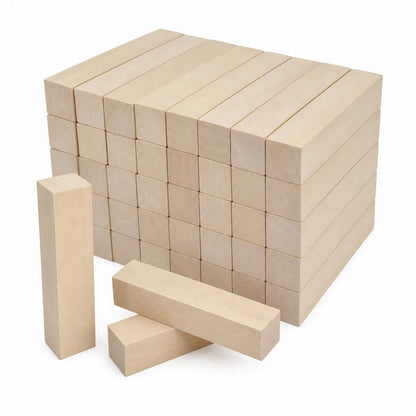 RHBLME 40 PCS Basswood Carving Blocks, 4" x 1" x 1" Unfinished Wood Blocks for Carving, Wooden Cubes Soft Solid Wooden Basswood for Wood Carving Beginners or Expert Carvers and Whittling