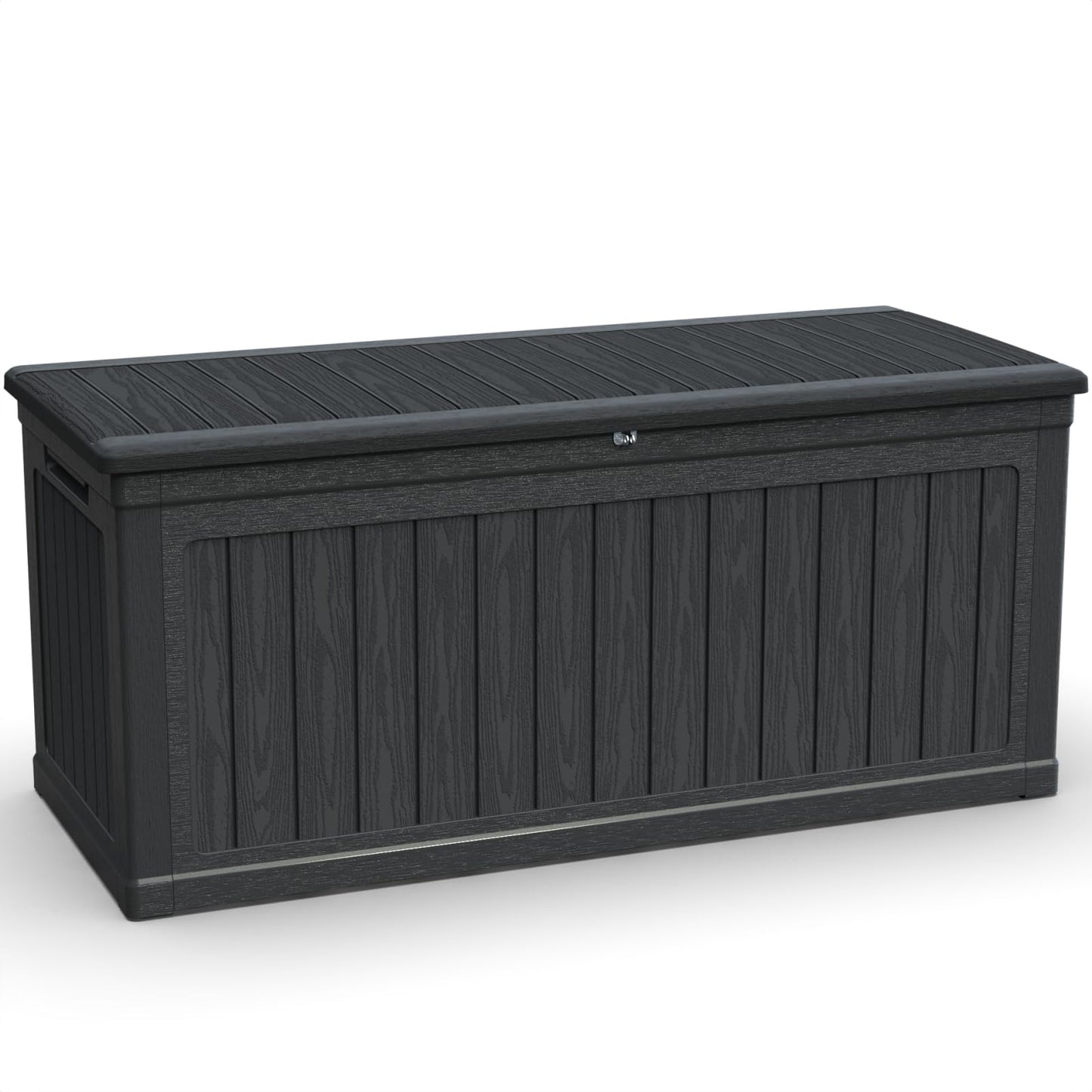 KCSWKJ Large Outdoor Storage Deck Box for Patio Furniture, Outdoor Cushions, Garden Tools and Sports/Pools Equipment, Waterproof Resin, Lockable, Black