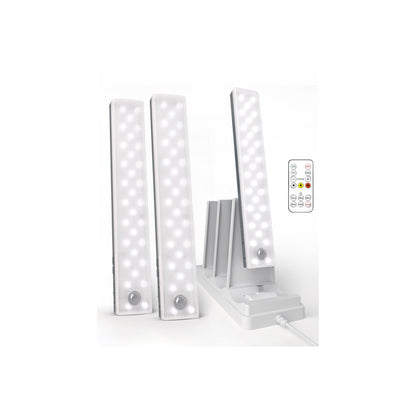 EZVALO 3-Pack Under Cabinet Lighting with Charging Station, 2000mAh Rechargeable Wireless Motion Sensor Lights, 3 Color Temps, Dimmable, Timer, Magnetic, with Remote Control for Kitchen, Closet