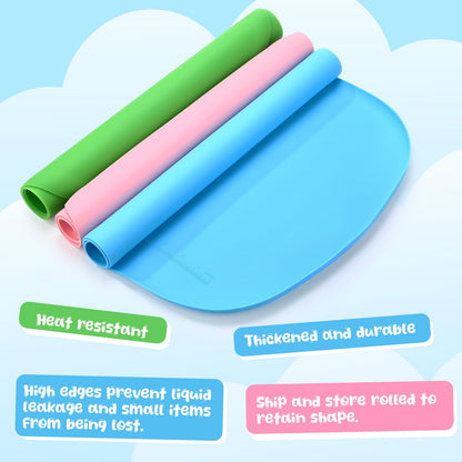 LemonRoad 3 Pack Art Silicone Mats for Crafts 24" x 16" Painting Mat with Raised Side to Stay Tidy Drawing Paint Silicone Craft Mat for Clay Resin Jewelry Making DIY Crafts Creation