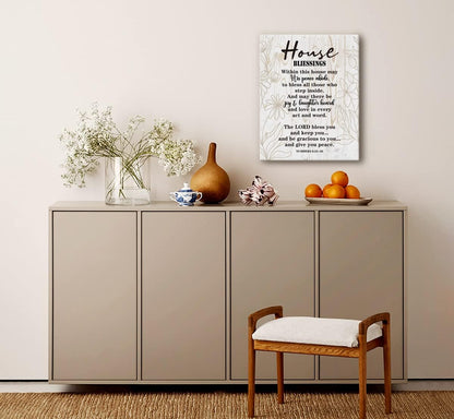 Canvas Wall Art House Blessing Decor, Inspirational Quote Prints for Home, Christian Family Gift, 12x15