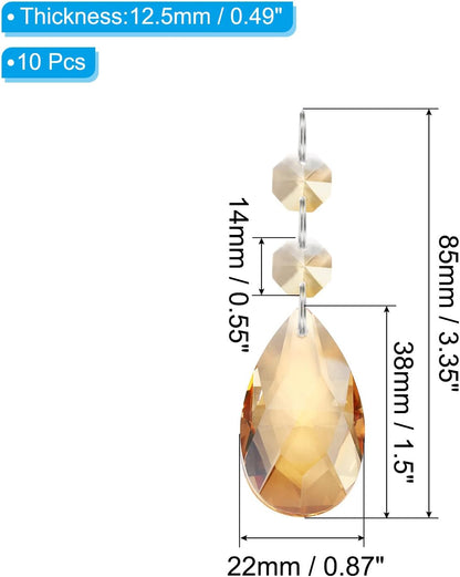 10 Pack 85mm 38mm PATIKIL Teardrop Crystal Chandelier Pendants Beads, Length Chandelier Prisms Parts Ornaments Hanging