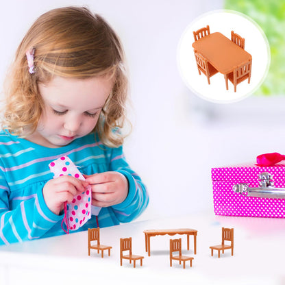FOYTOKI Mini Furniture Small Creative Dining Table and Chair Set 1 24 Scale Dollhouse Accessories Lightweight Portable for Doll Living Room and Play
