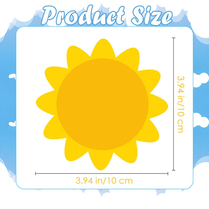 100Pcs Sun Cutouts Cardboard Gold Sun Shape Bulletin Board Decor 4 Inch- Blank Sunshine Paper Shape Creative Supply Die Cut with Glue Points for Classroom Office Home Decor