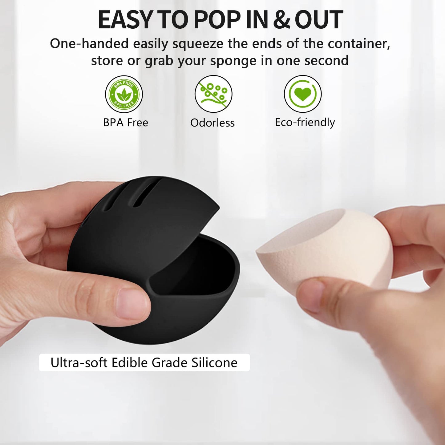 2 Pcs Makeup Sponge Holder,Double-Sided Breathable Silicone Beauty Blender Holder for Travel or Daily,Shatterproof Make-up Travel Case Quick Drying Easy to Carry,Grey+Pink