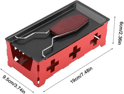 Cheese Raclette Non Stick Stretchable Baking Tray, Iron Metal Grill Plate Accessories for Cheese Melting, Red Hob