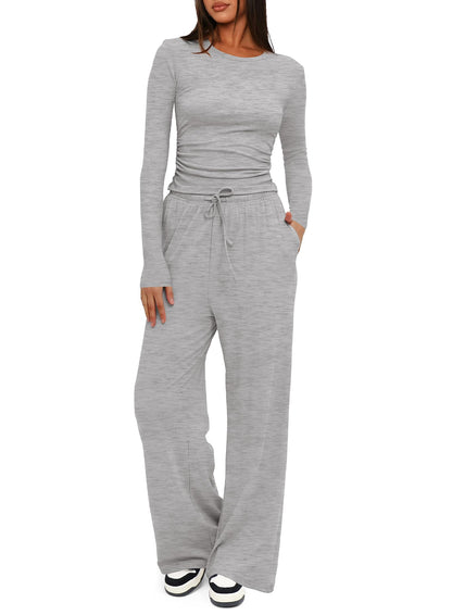 Darong Women's 2 Piece Sets 2025 Fall Outfits Long Sleeve Wide Leg Tracksuits Casual Lounge Set Matching Sets