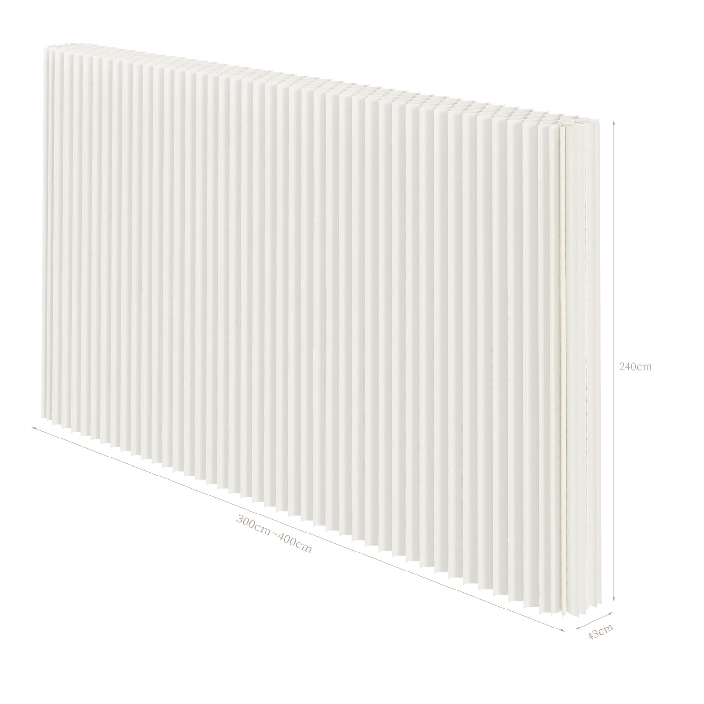 Paper Room Divider, Folding Privacy Screen Lightweight Stretchable Accordion Room Divider Wall, Portable Paper Wall Divide for Home, Office, Clothing Shop (White, L：158in x W: 17in x H：95in)