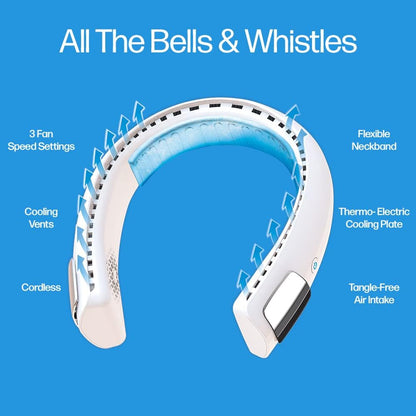 Arctic Air Freedom Ultra Neck Fan, Wearable 3-Speed Cooler, USB-Rechargeable, Lightweight & Compact