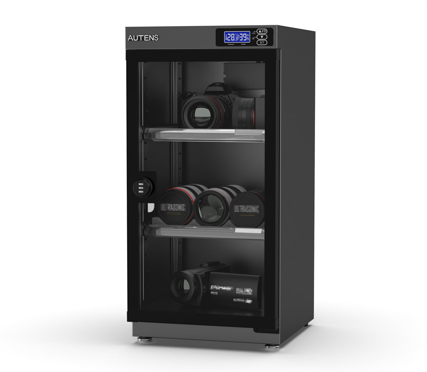 AUTENS Dehumidifying Dry Cabinet Box with Combination Lock,Digital Control Noiseless and Energy Saving,for Camera Lens,Electronic Equipment,Collectibles Storage,Temperature Humidity LED Screen (50L)
