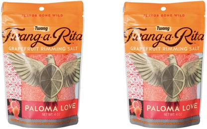 Twang-a-Rita Rimming Salt Varieties - 4 Ounce Pouch (2 Pack) (Paloma Love Grapefruit)