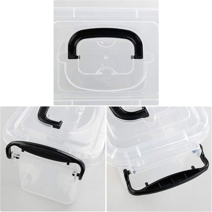 Idotry Mini Plastic Storage Latch Box (6-Pack), 1.5 L Clear Plastic Mini Latch Box