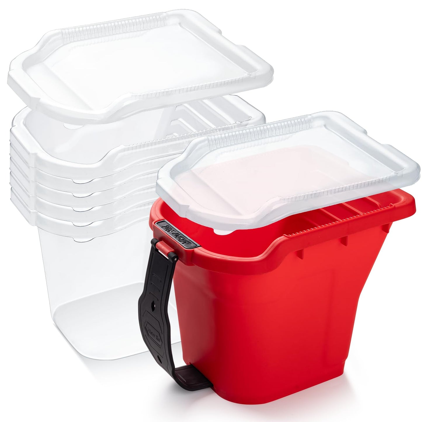 Mister Rui 4" Paint Bucket Hand Held, 8 Pack, Paint Cups, Paint Pail Liner with Lid, for Touch-ups, Crafts, and Coating Projects
