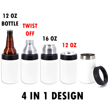 Clear Water Home Goods - 12 oz Stainless Steel Double Wall Vacuum Insulated Can or Bottle Beverage Cooler - Powder Coated White - 6 Pack