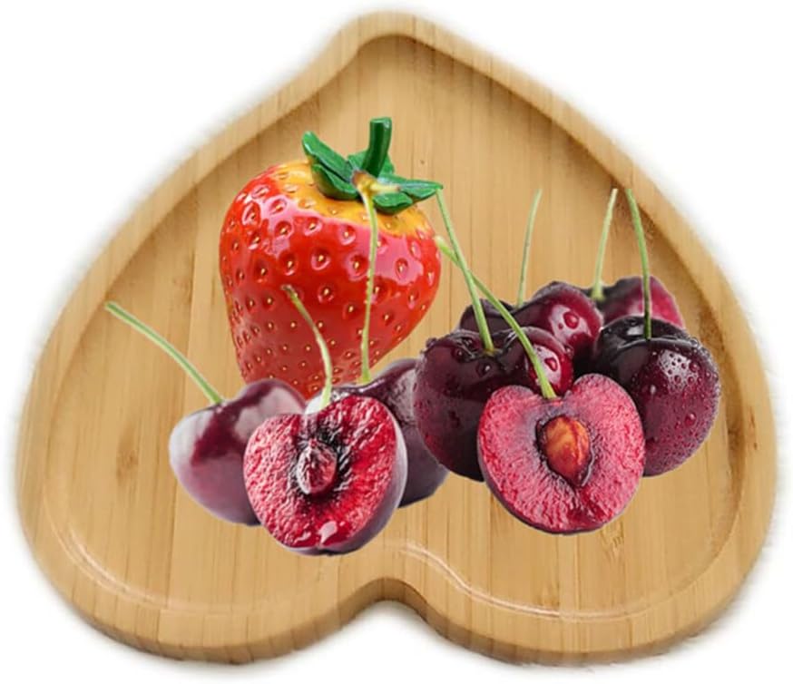 PRETYZOOM Heart Shaped Cutting Board, 2pcs Bamboo Serving Board for Valentines Day Cheese Platter Tray